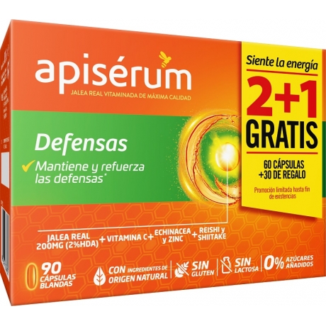 Apiserum | Defensas Jalea Real + Vitamina C Pack 2+1 - 90 cápsulas